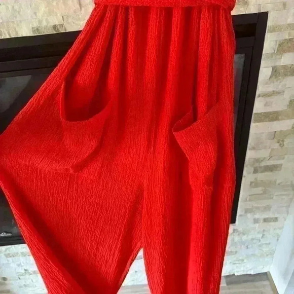 Seed Heritage Red Wide Leg Waffle Romper NWT - Picture 5 of 9
